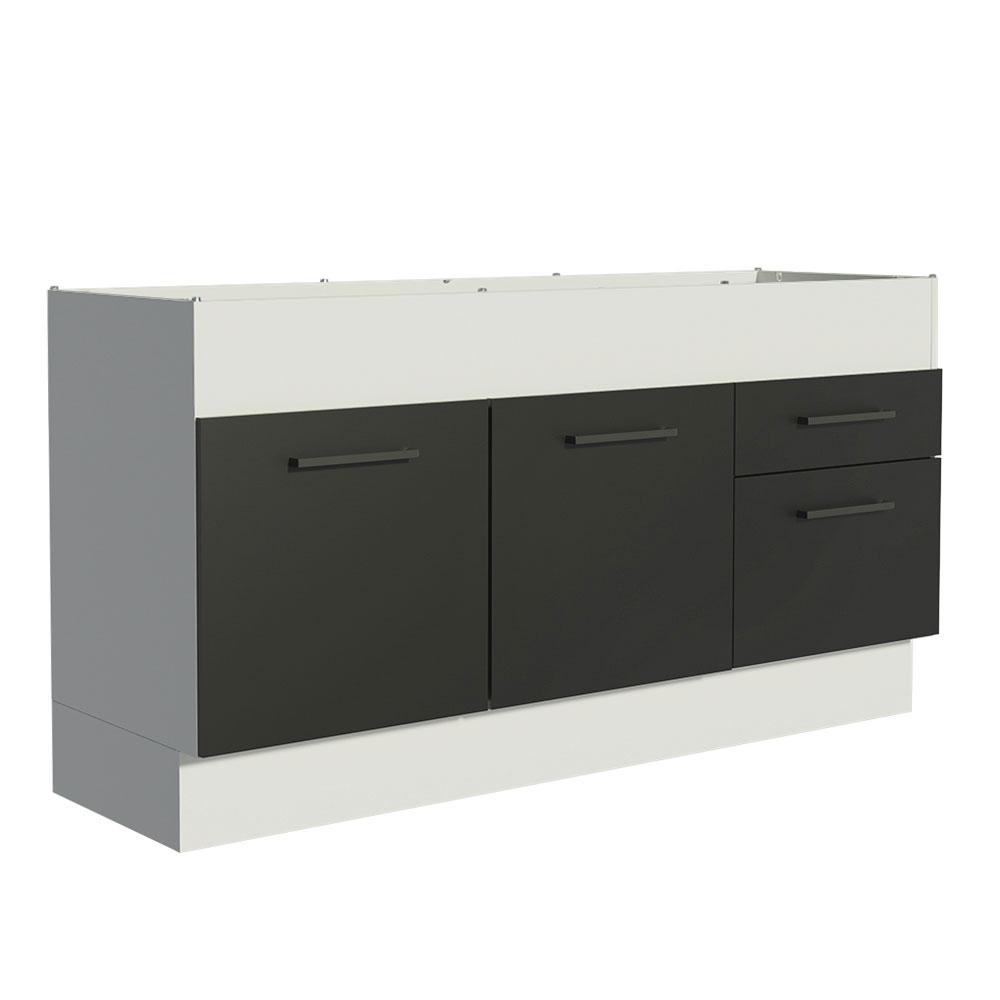 Balcão de Pia Cozinha 150 cm 2 Portas e 2 Gavetas (Sem Tampo e Pia) Branco/Preto Agata Madesa Balcão de Pia Cozinha 150 cm 2 Portas e 2 Gavetas (Sem Tampo e Pia) Branco/Preto Agata Madesa