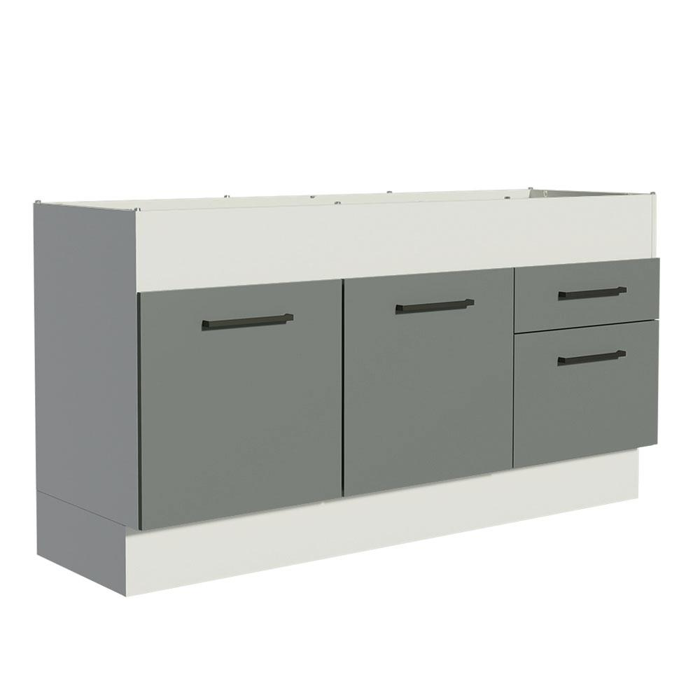 Balcão de Pia Cozinha 150 cm 2 Portas e 2 Gavetas (Sem Tampo e Pia) Branco/Cinza Agata Madesa Balcão de Pia Cozinha 150 cm 2 Portas e 2 Gavetas (Sem Tampo e Pia) Branco/Cinza Agata Madesa