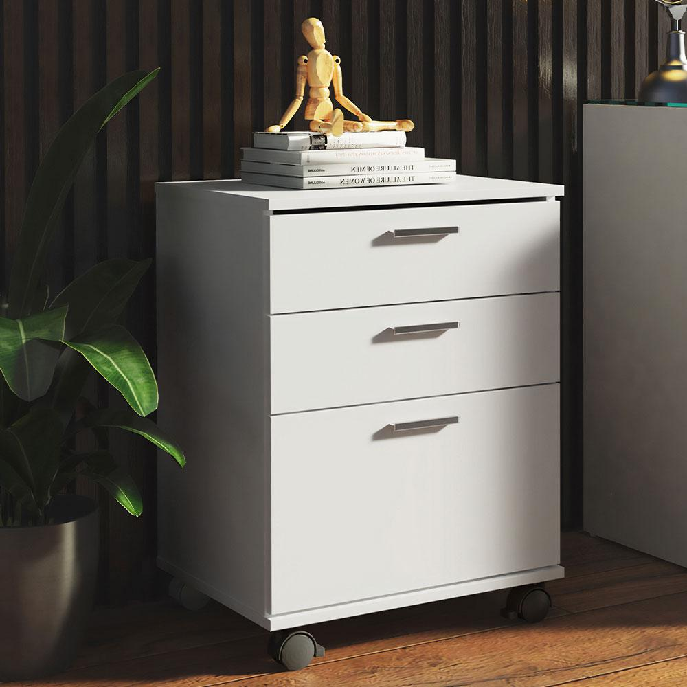 Gaveteiro Organizador para Escritório 3322 Madesa 3 Gavetas com Rodinhas - Branco Gaveteiro Organizador para Escritório 3322 Madesa 3 Gavetas com Rodinhas - Branco