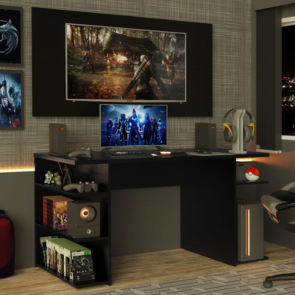 Mesa para Computador Gamer e Painel para TV até 50 Madesa - Preto Mesa para Computador Gamer e Painel para TV até 50 Madesa - Preto