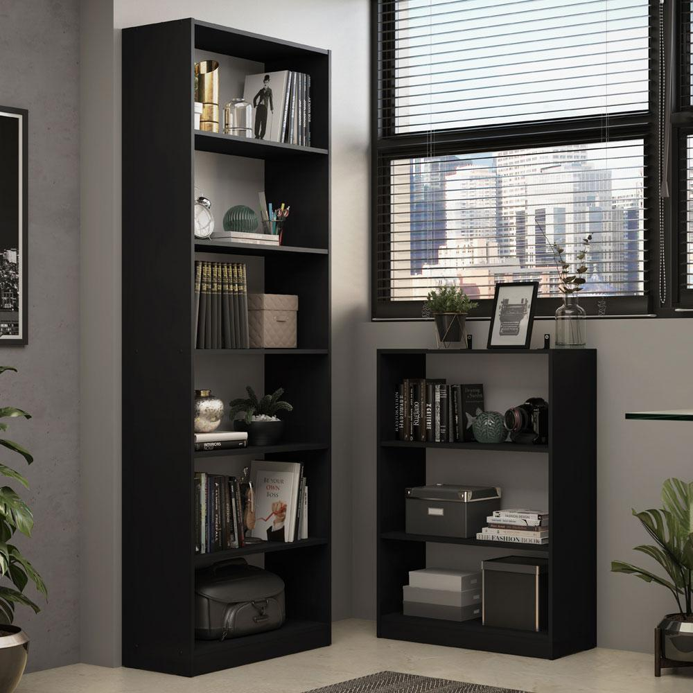 Kit Madesa Estante Livreiro 6908 + Estante Livreiro 6907 - Preto Kit Madesa Estante Livreiro 6908 + Estante Livreiro 6907 - Preto