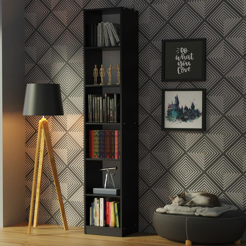 Estante Livreiro Madesa 6906 com 6 Nichos - Preto Estante Livreiro Madesa 6906 com 6 Nichos - Preto