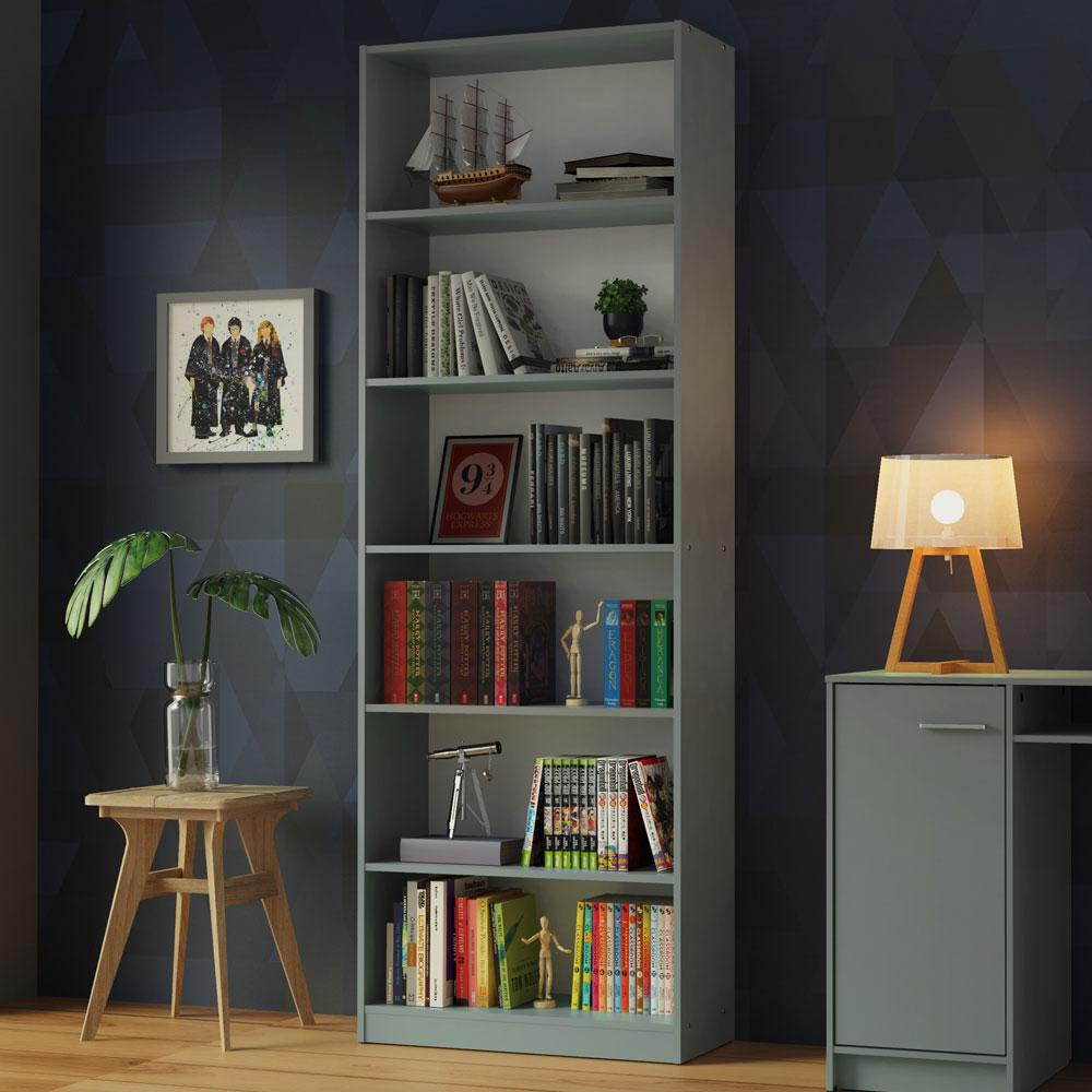 Estante Livreiro Madesa 6908 com 6 Nichos - Cinza Estante Livreiro Madesa 6908 com 6 Nichos - Cinza