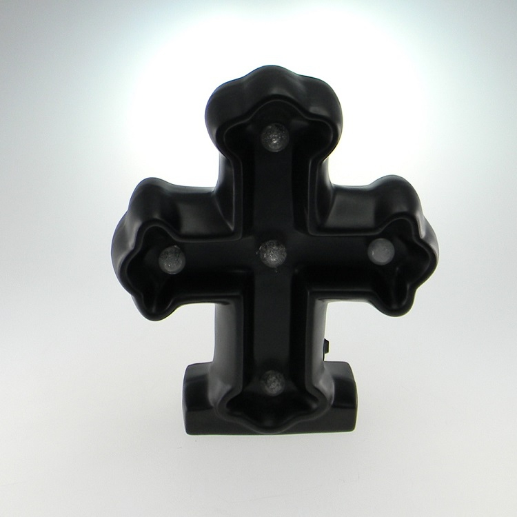 Cruz De Cerâmica Com Luz Led Preto Cruz De Cerâmica Com Luz Led Preto