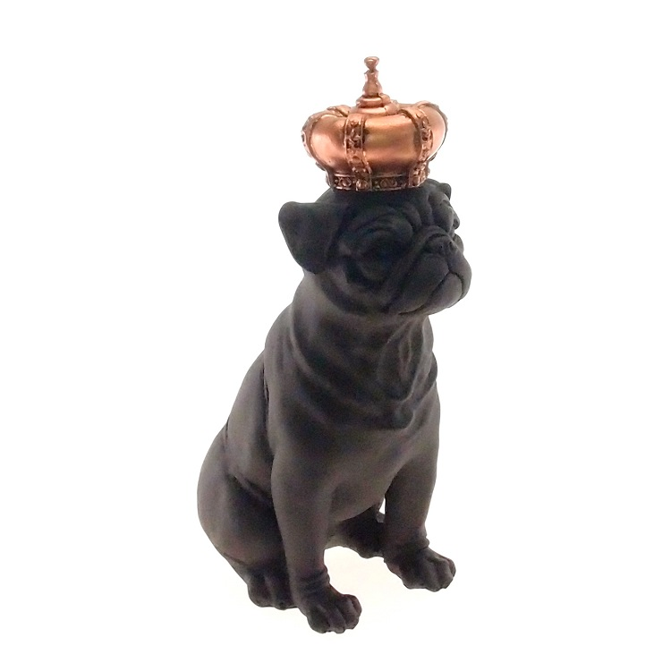 Enfeite Decorativo Cachorro Coroa Cobre Resina Preto 28x12cm Enfeite Decorativo Cachorro Coroa Cobre Resina Preto 28x12cm