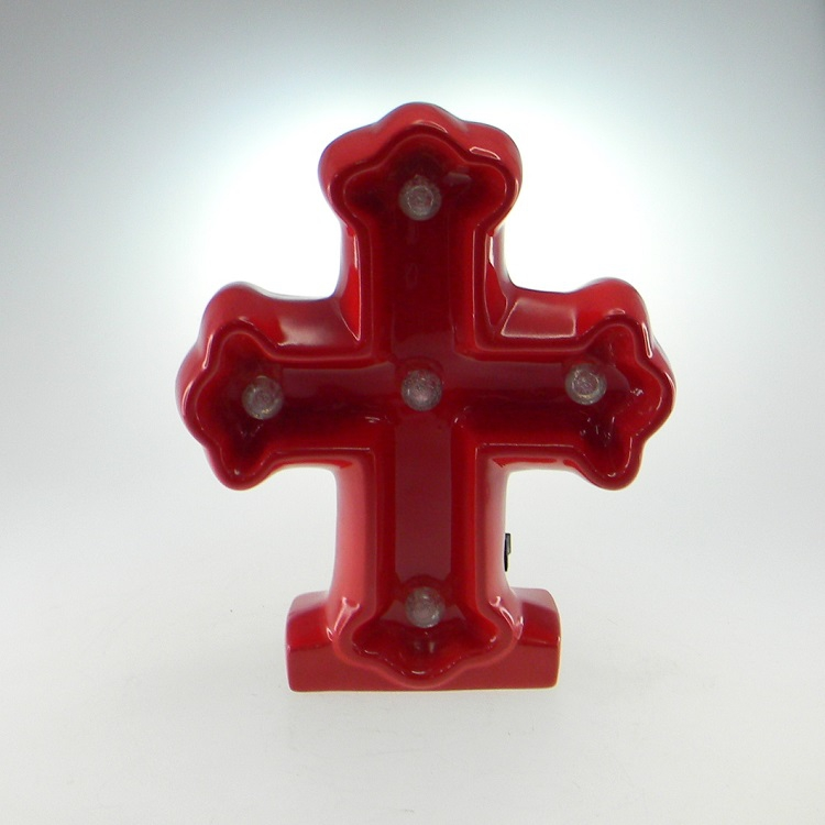 Cruz De Cerâmica Com Luz Led Vermelho Cruz De Cerâmica Com Luz Led Vermelho