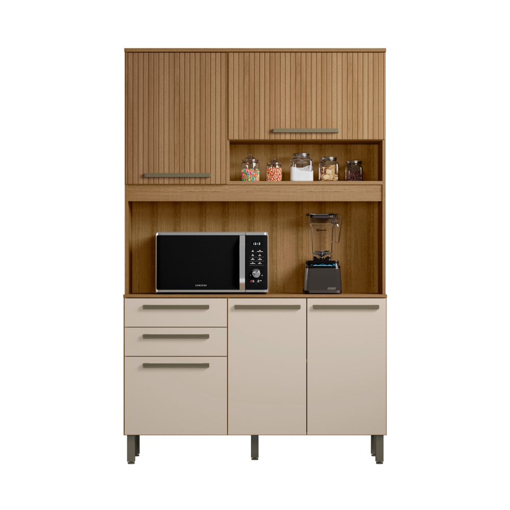 Kit Armário De Cozinha Compacta Ripado Arenas Multiuso Espaçoso Com 5 Portas 2 Gavetas 1,20 Luxo Pm Kit Armário De Cozinha Compacta Ripado Arenas Multiuso Espaçoso Com 5 Portas 2 Gavetas 1,20 Luxo Pm
