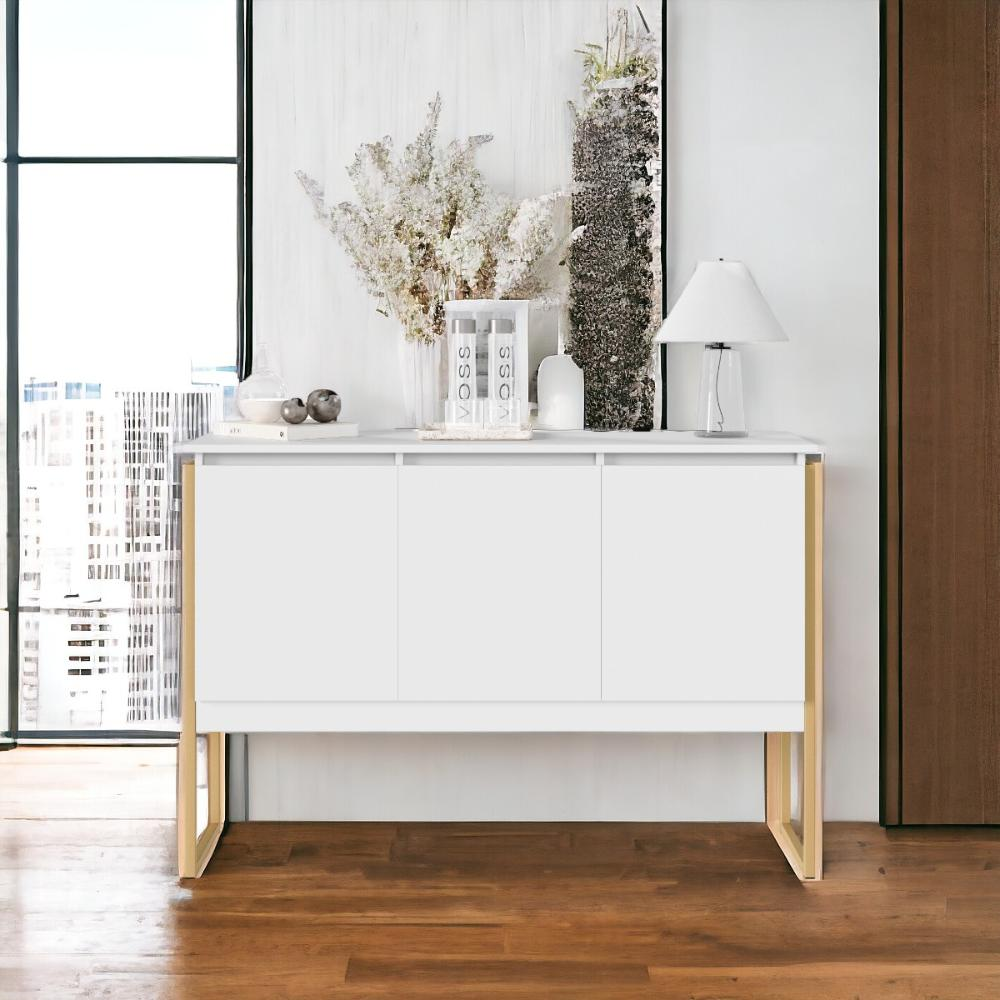 Aparador Buffet com 3 Portas Bari Branco Dourado Aparador Buffet com 3 Portas Bari Branco Dourado
