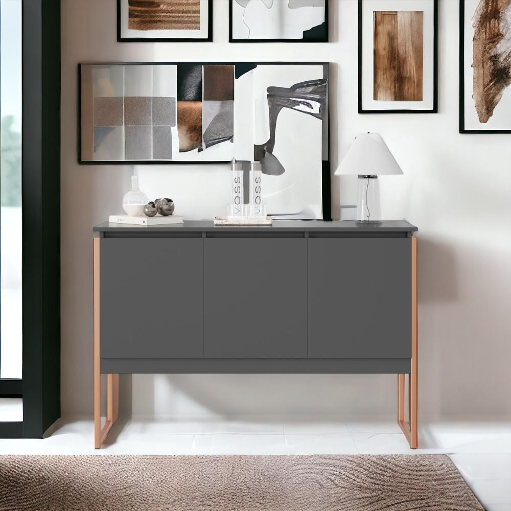 Aparador Buffet com 3 Portas Bari Preto Cobre Aparador Buffet com 3 Portas Bari Preto Cobre