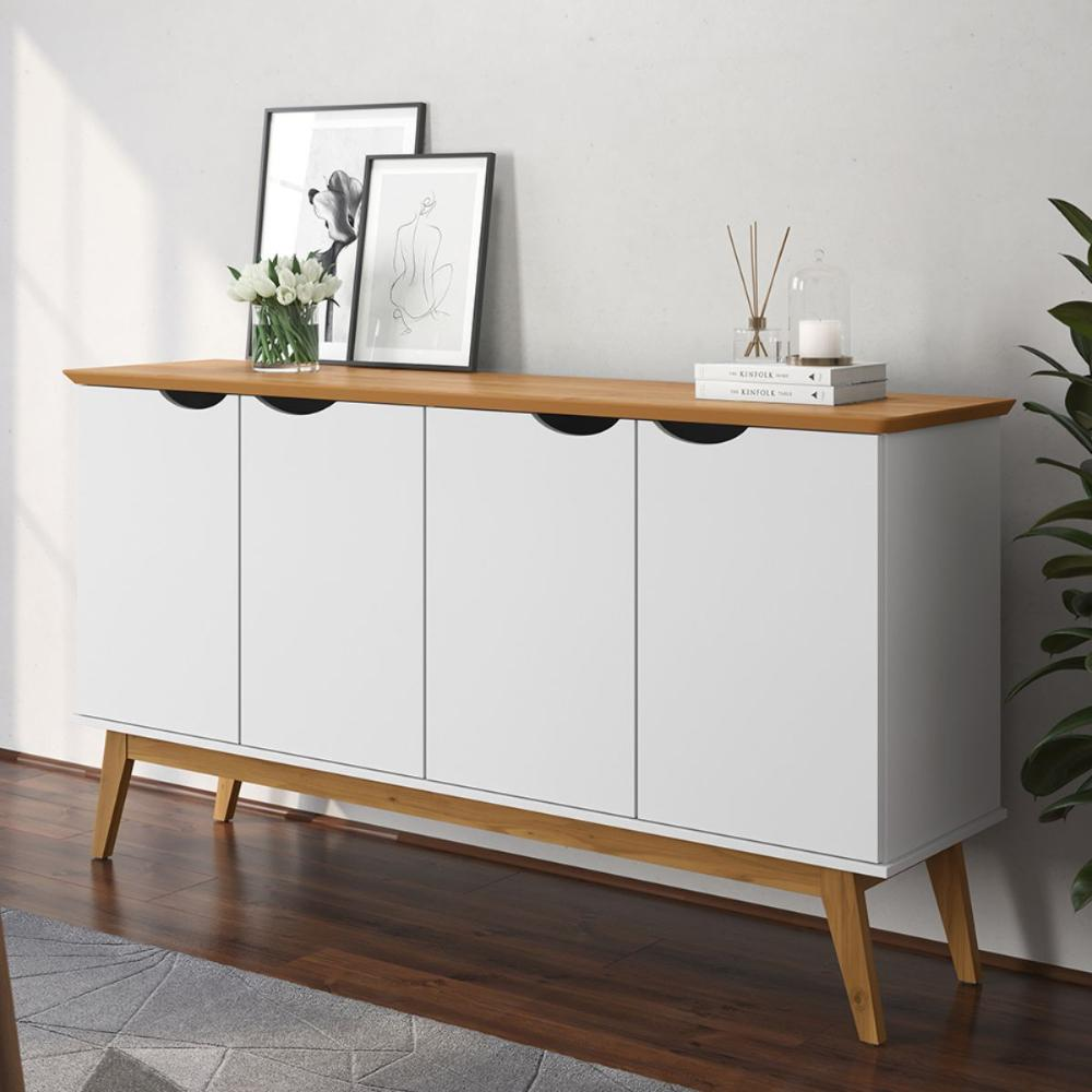 Buffet com Portas Colatina Branco Acetinado Cinamomo Buffet com Portas Colatina Branco Acetinado Cinamomo