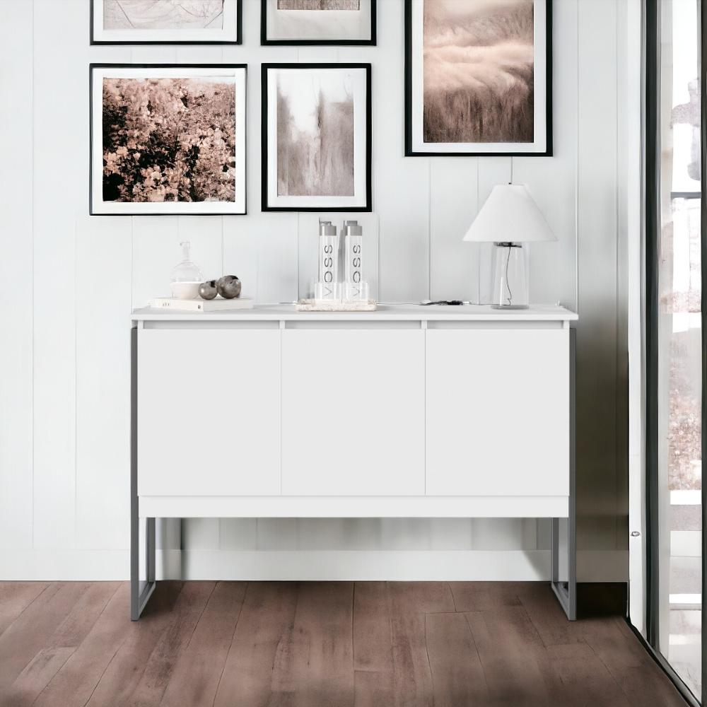 Aparador Buffet com 3 Portas Bari Branco Preto Aparador Buffet com 3 Portas Bari Branco Preto