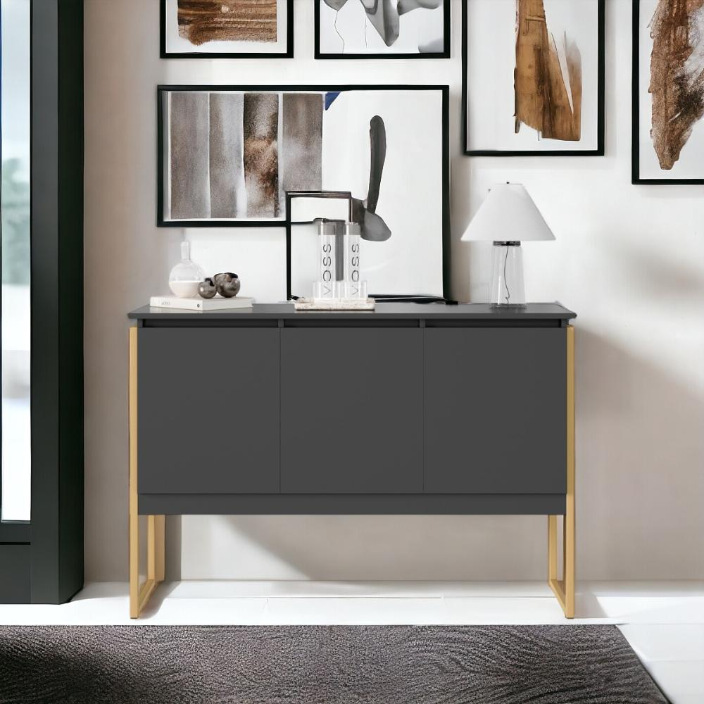 Buffet Aparador Industrial para Sala Dakar Preto Dourado Buffet Aparador Industrial para Sala Dakar Preto Dourado