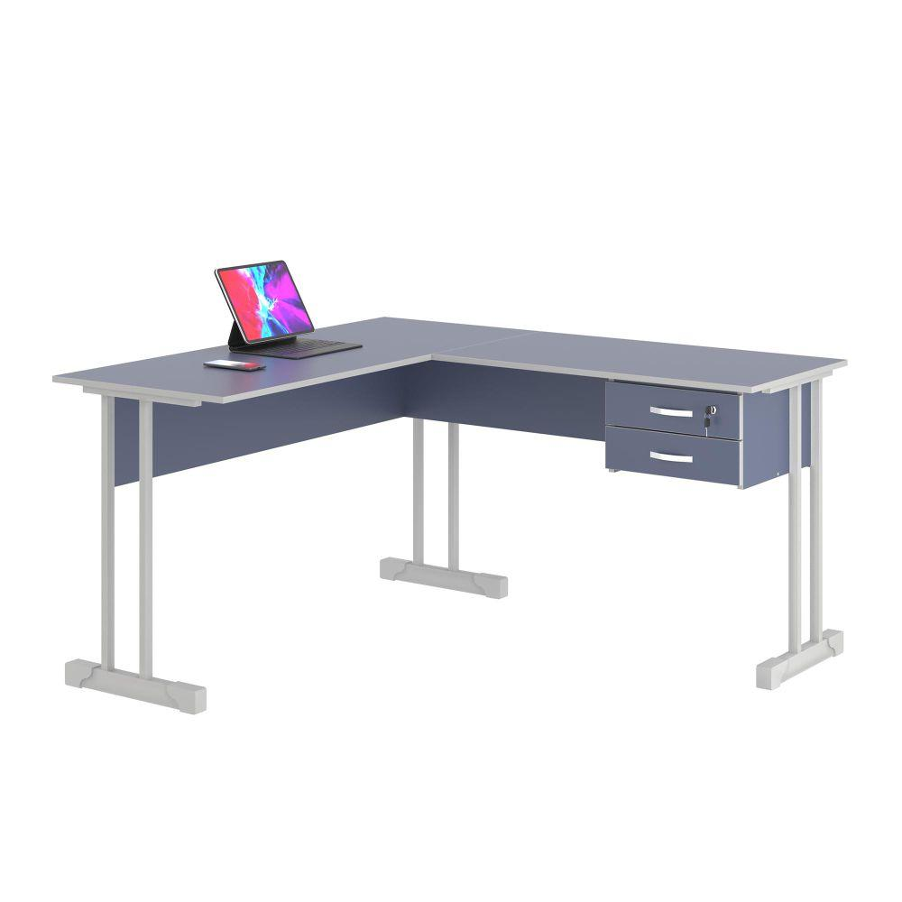 Escrivaninha Para Computador L Com 2 Gavetas Range - Azul Escrivaninha Para Computador L Com 2 Gavetas Range - Azul