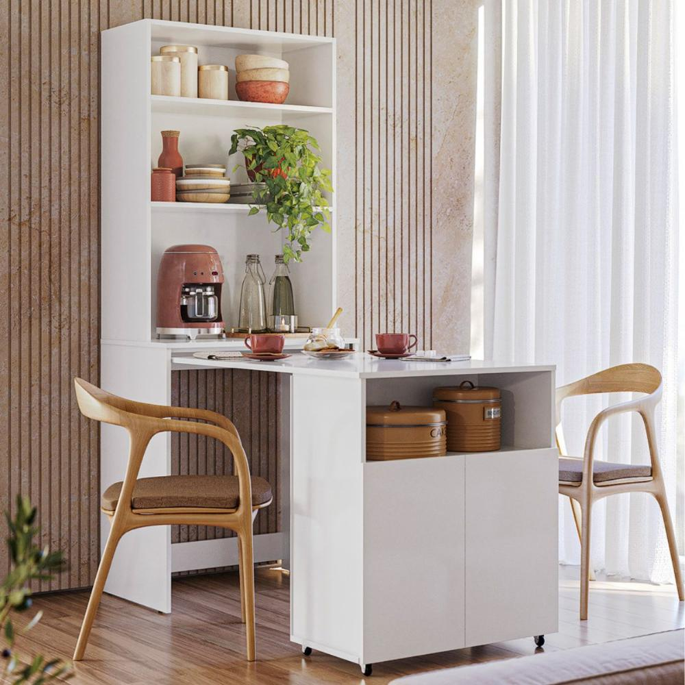 Mesa Com Estante Espaço Café Amazonas Branco Mesa Com Estante Espaço Café Amazonas Branco