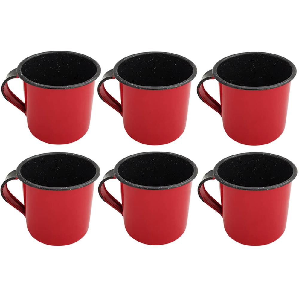 Jogo 6 Xícaras Café Caneca Esmaltada 400ml Caneca de Agata Vermelho Jogo 6 Xícaras Café Caneca Esmaltada 400ml Caneca de Agata Vermelho