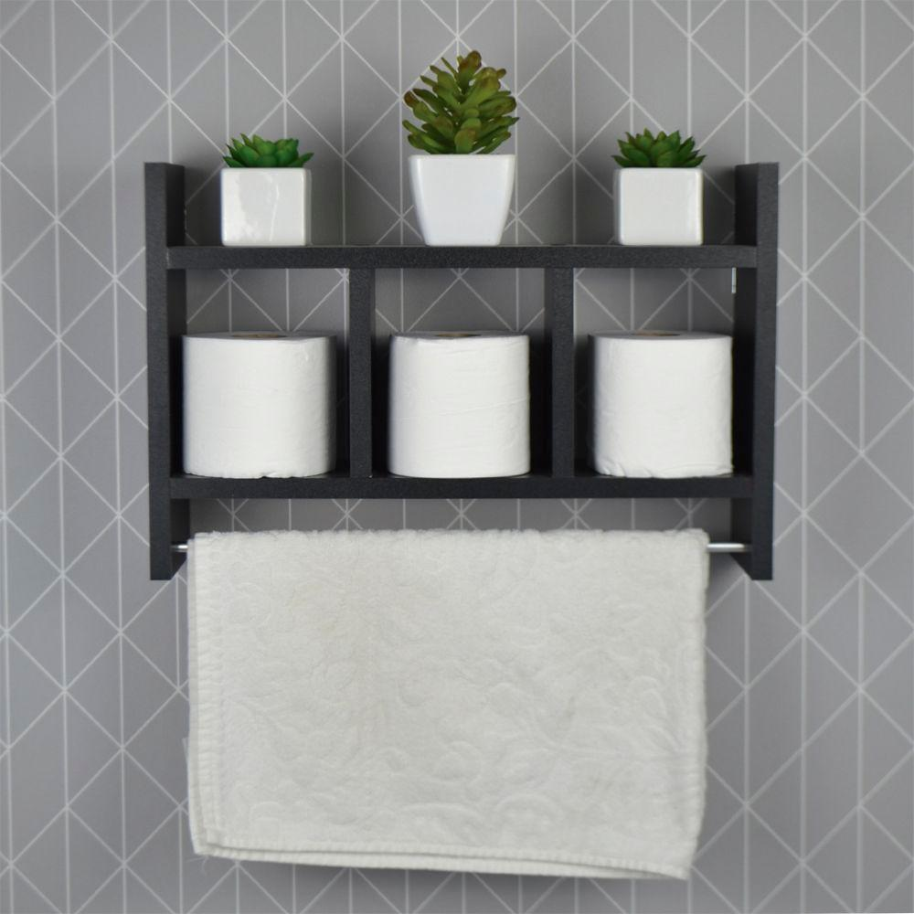 Nicho Porta Toalha Preto para Banheiro 45 x 30cm Nicho Porta Toalha Preto para Banheiro 45 x 30cm