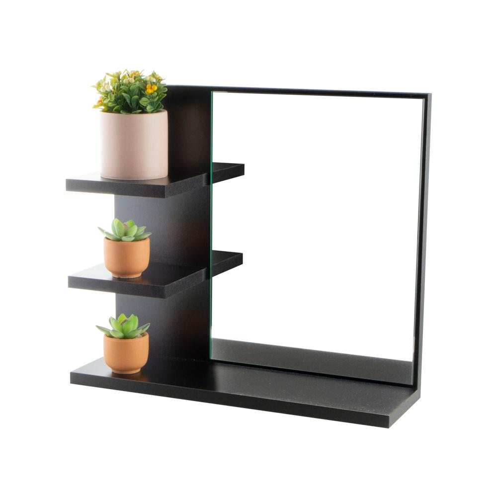 Armário para Banheiro com Espelho Nice Preto 40cm Armário para Banheiro com Espelho Nice Preto 40cm