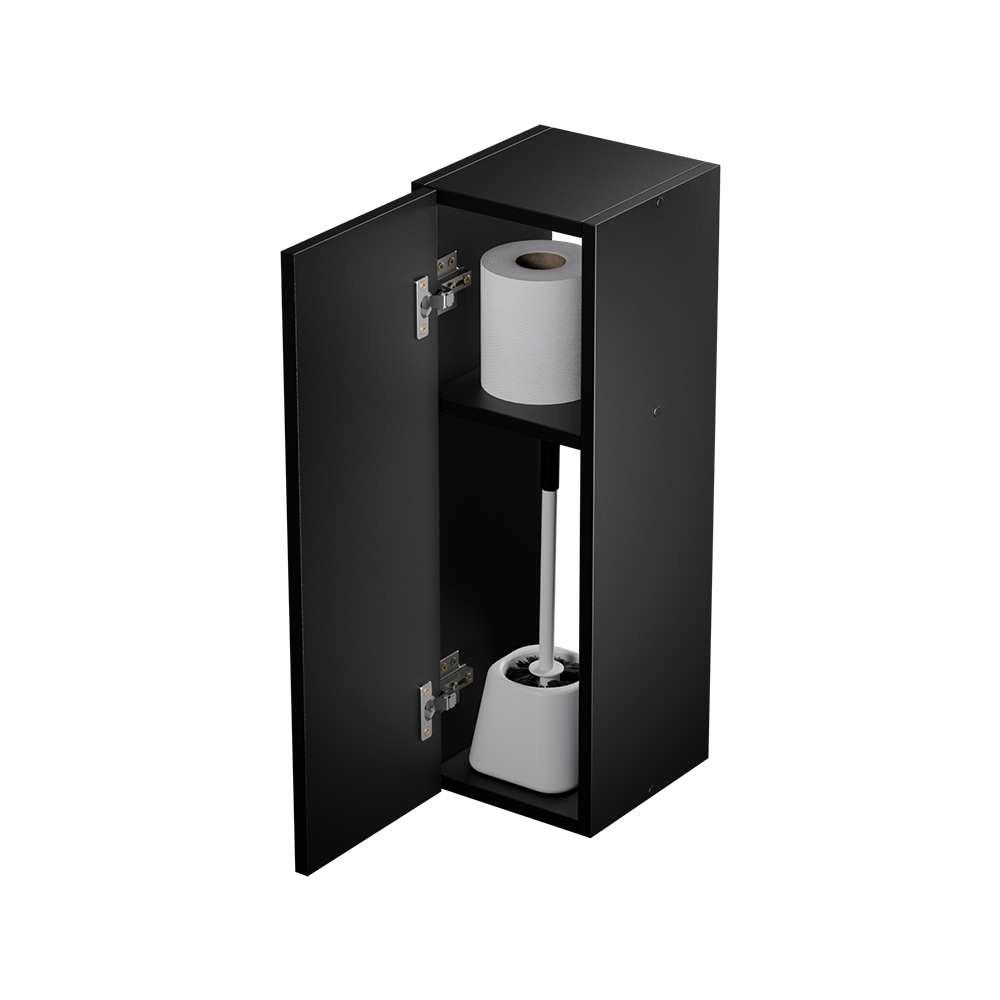 Armário Organizador Multiuso Preto com Porta para Banheiro Armário Organizador Multiuso Preto com Porta para Banheiro