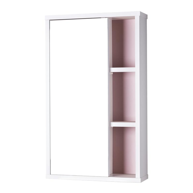 Espelho Milano para Banheiro com Armário Branco e Rosa Claro - 69 x 42cm Espelho Milano para Banheiro com Armário Branco e Rosa Claro - 69 x 42cm
