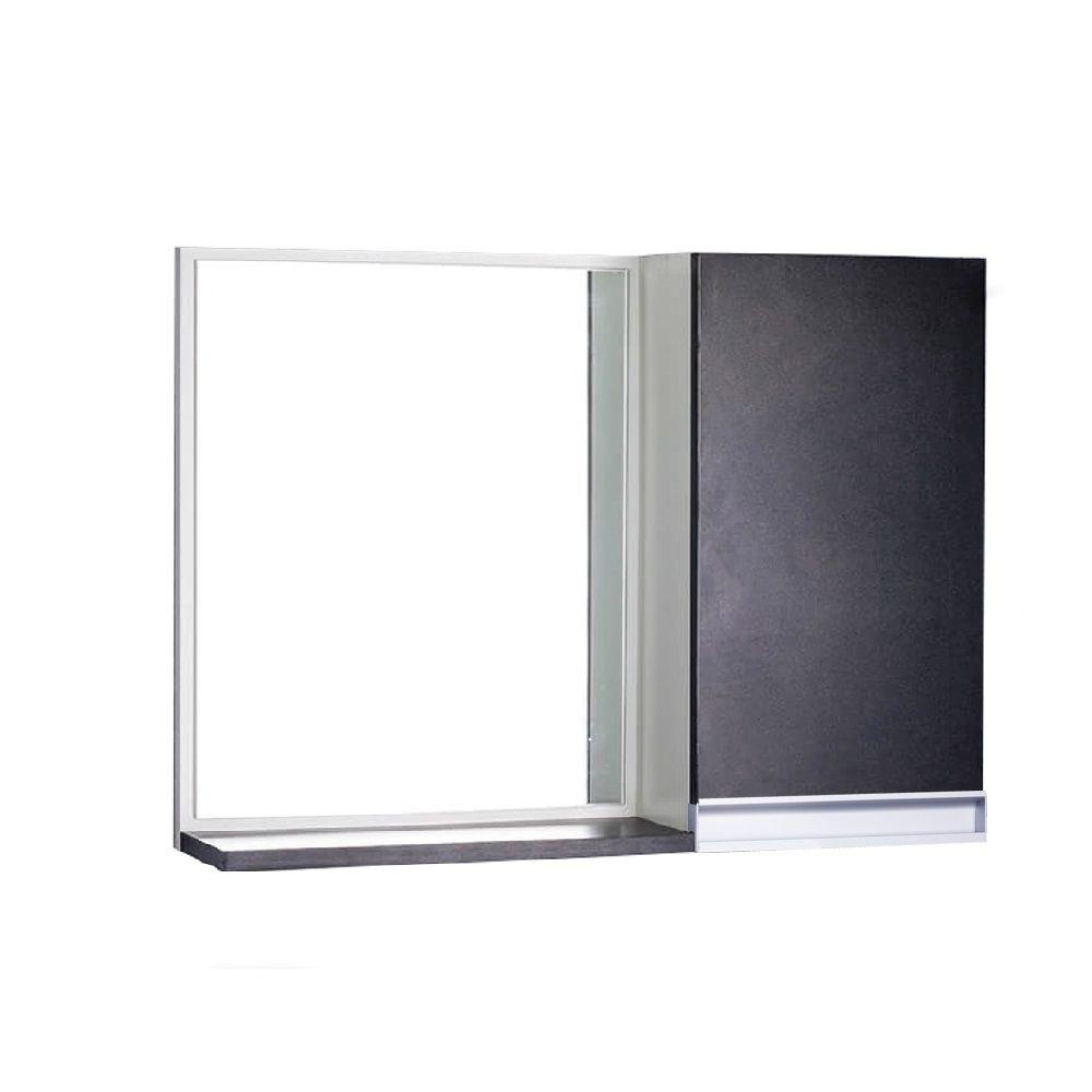 Espelho para Banheiro com Armário Preto e Branco Puxador Metal Espelho para Banheiro com Armário Preto e Branco Puxador Metal