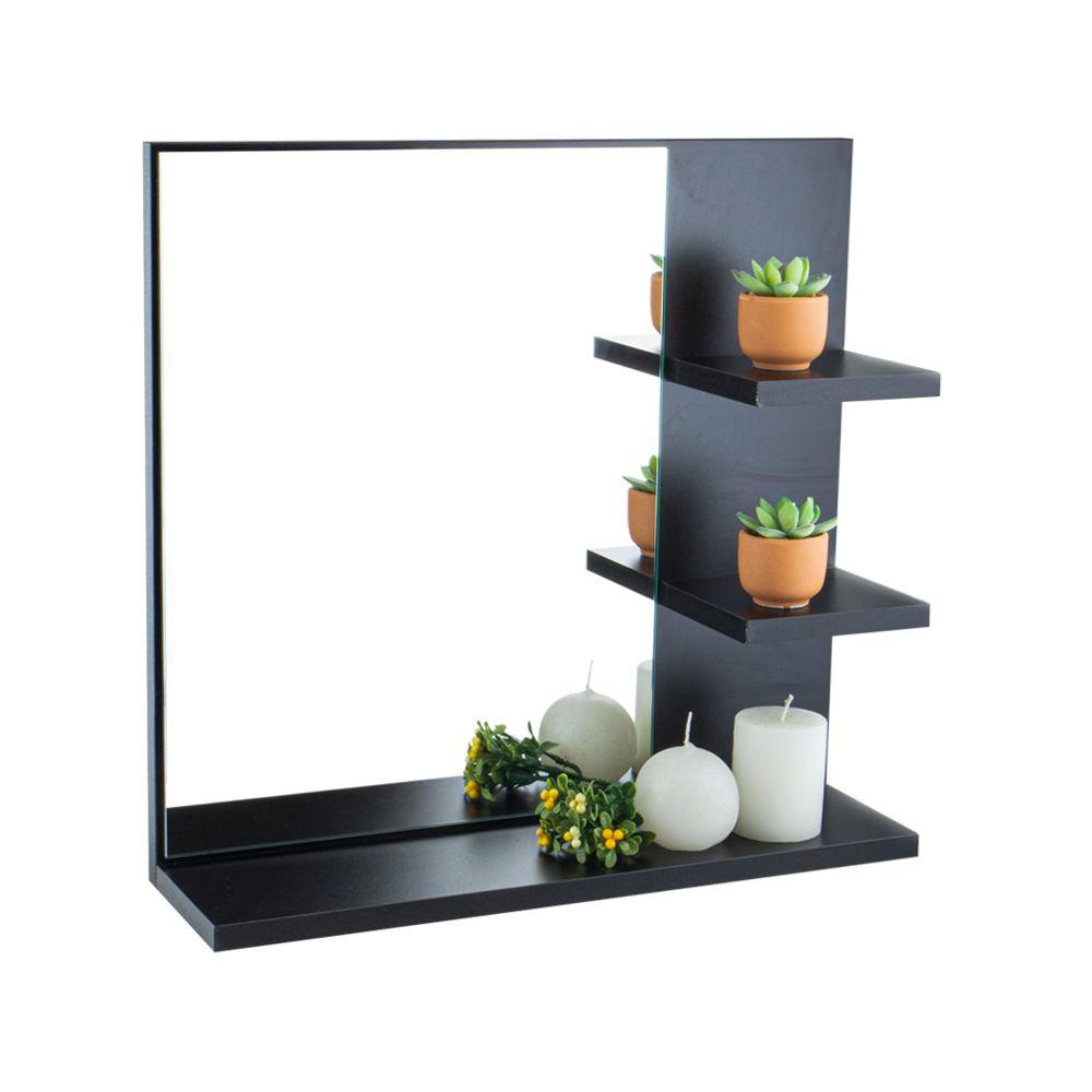 Espelho para Banheiro com Armário Preto Viena 45cm Espelho para Banheiro com Armário Preto Viena 45cm