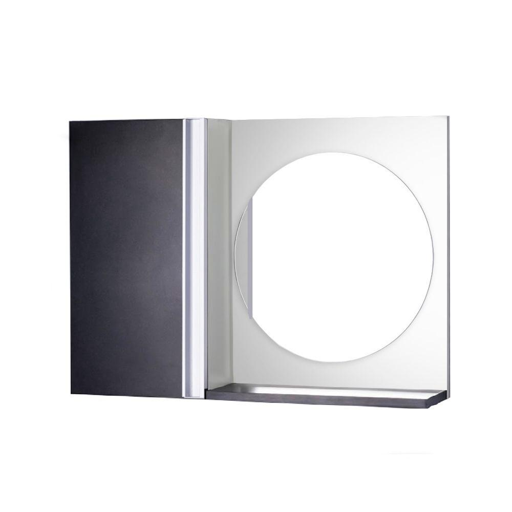 Armário para Banheiro com Espelho Redondo Preto e Branco Barra Vertical Armário para Banheiro com Espelho Redondo Preto e Branco Barra Vertical