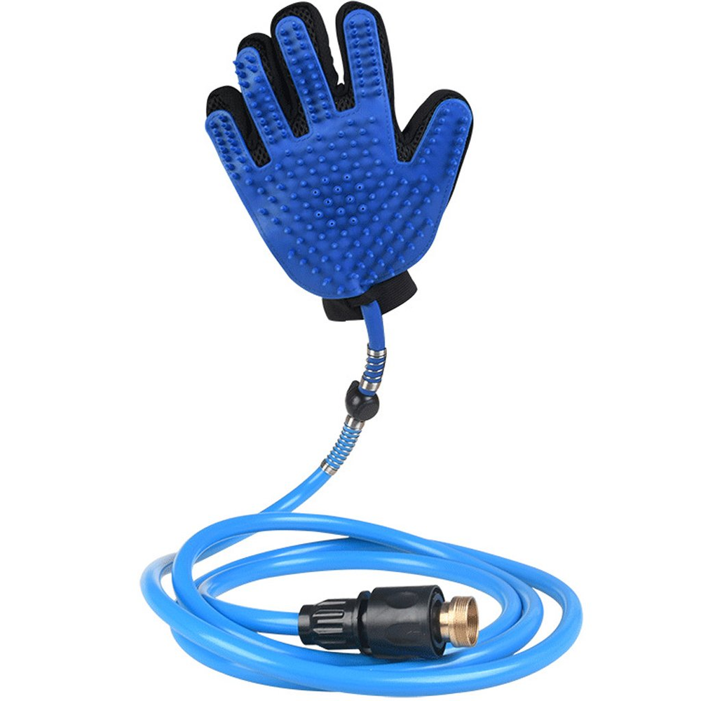 Luva para Banho Pet com Mangueira 1,90m Azul Luva para Banho Pet com Mangueira 1,90m Azul