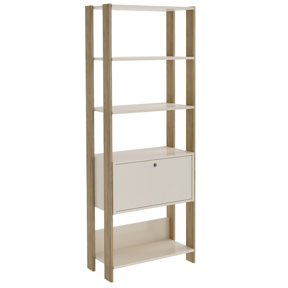 Estante Livreiro 1 Porta 166X63 cm Carvalho Off White ARLY Estante Livreiro 1 Porta 166X63 cm Carvalho Off White ARLY