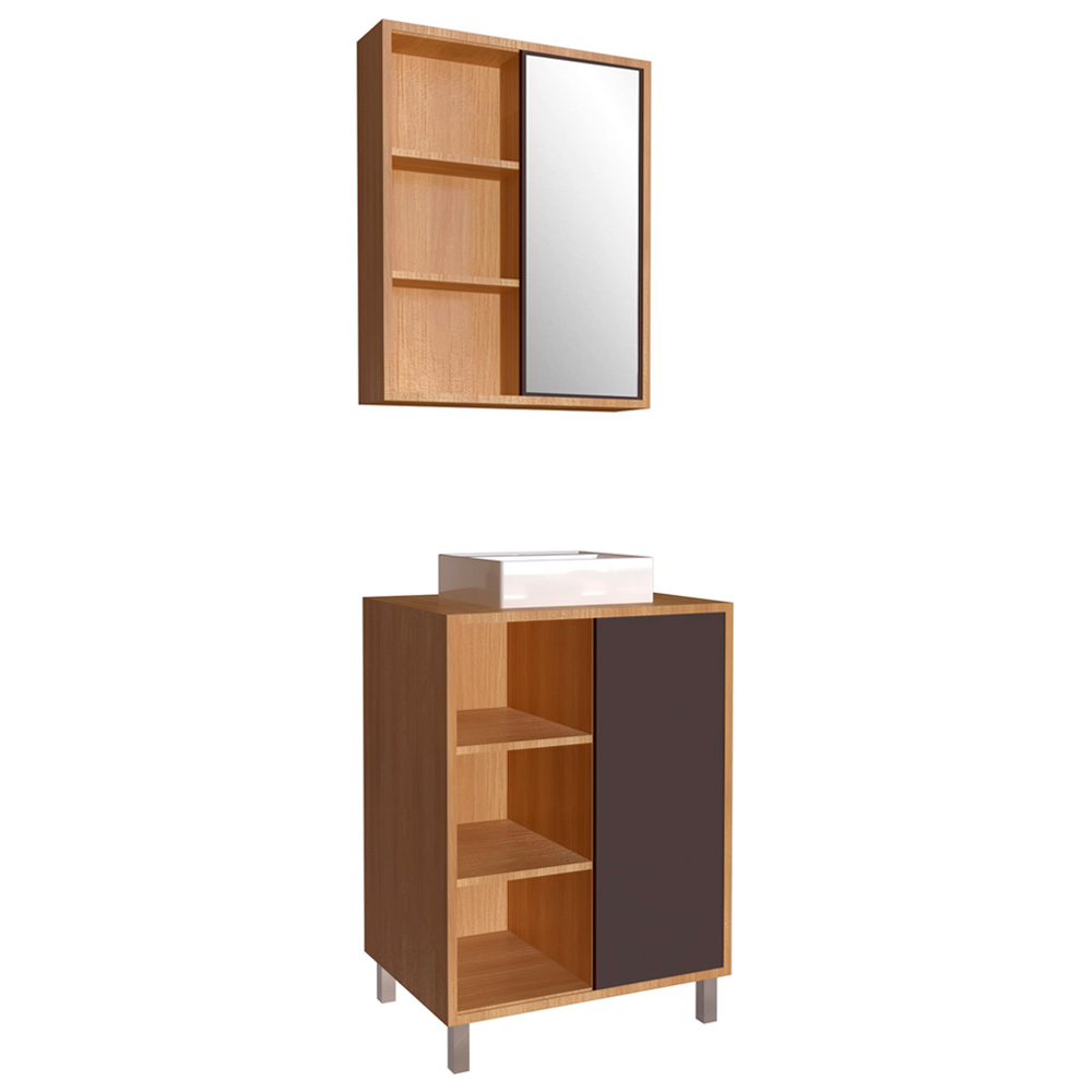 Gabinete 60 cm Espelheira e Cuba Branca CJ7250 Mell Grafite FAEM Gabinete 60 cm Espelheira e Cuba Branca CJ7250 Mell Grafite FAEM