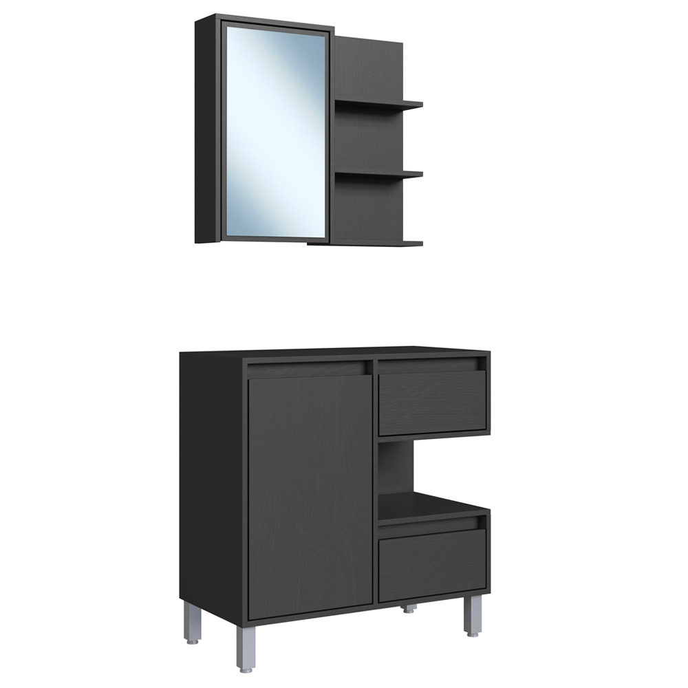 Gabinete Suspenso 80 cm e Espelheira CJ2001 Grafite FAEM Gabinete Suspenso 80 cm e Espelheira CJ2001 Grafite FAEM