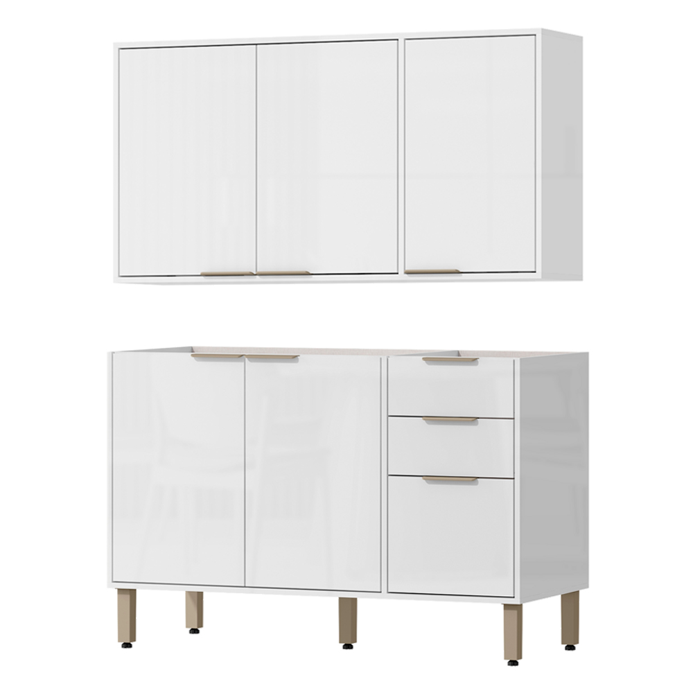 Armario E Balcao Pia 120 cm GLOR ABGL24 Branco Neve MXM Armario E Balcao Pia 120 cm GLOR ABGL24 Branco Neve MXM