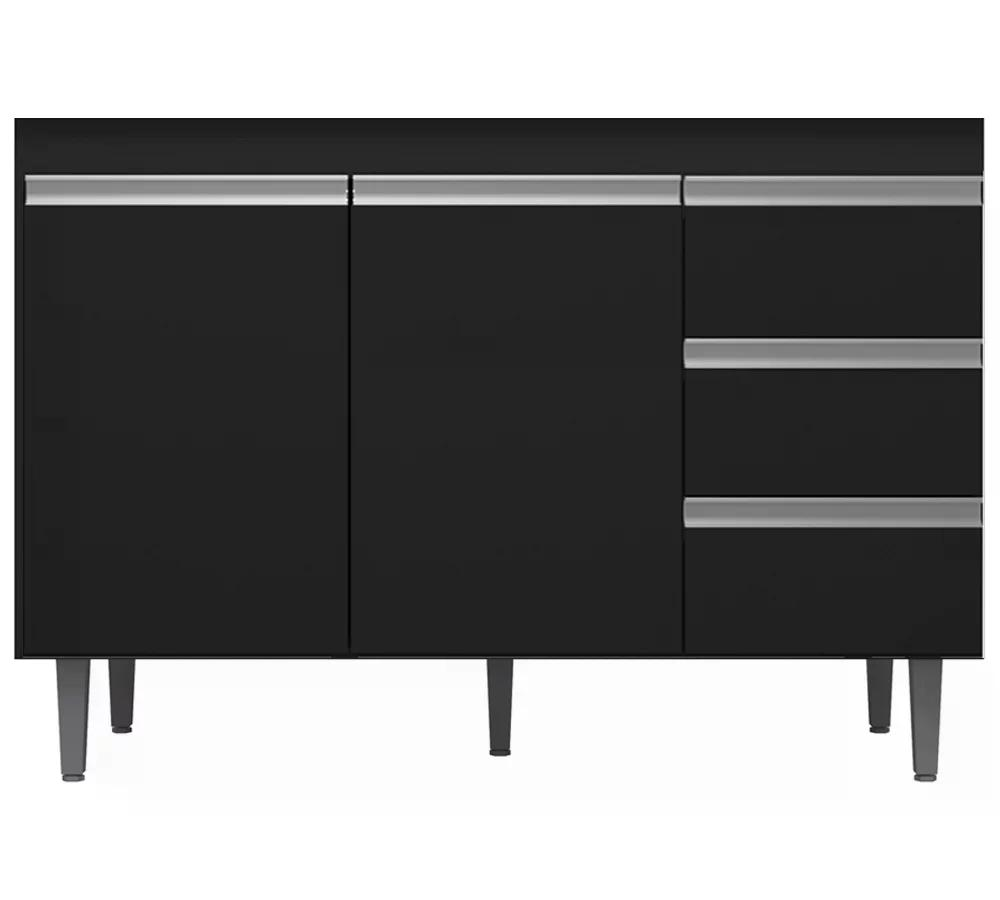 Balcao Para Pia 120 Cm 02 Portas Andreia Preto REAJL Moveis Balcao Para Pia 120 Cm 02 Portas Andreia Preto REAJL Moveis