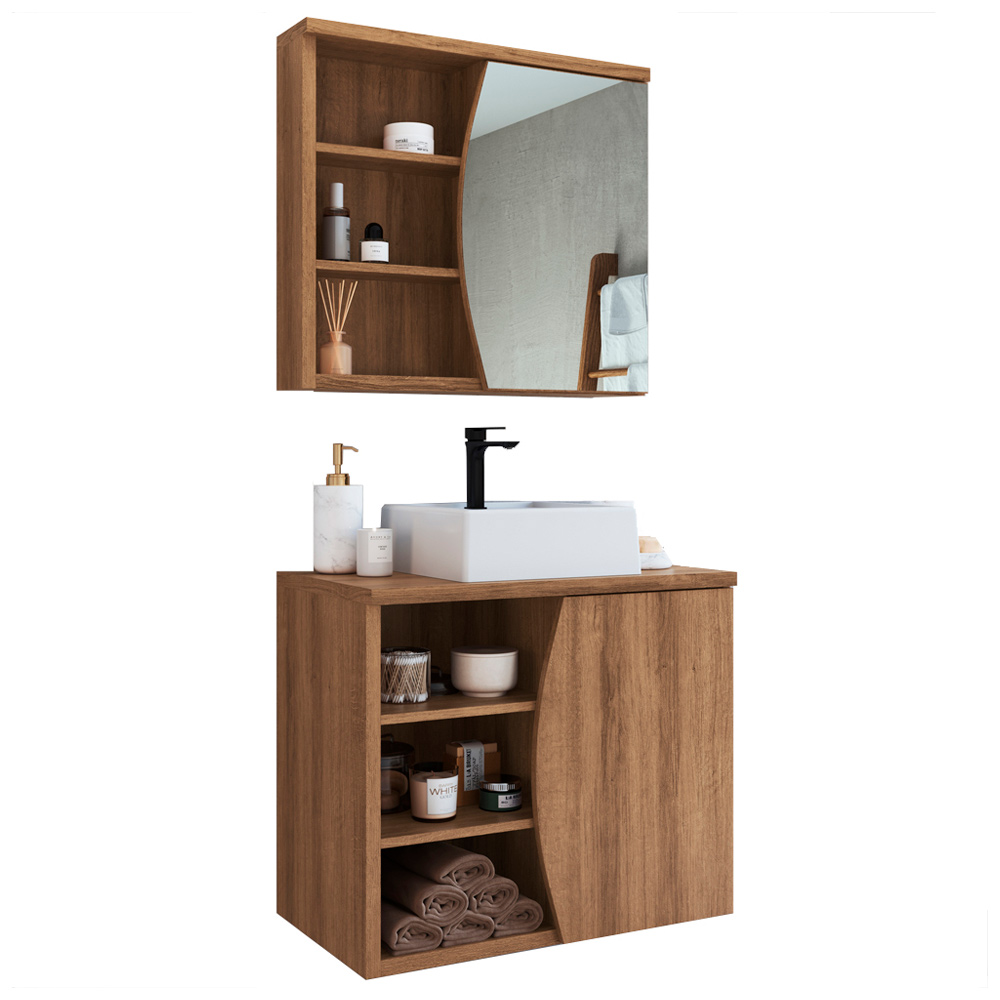 Gabinete Espelheira e Cuba Branca 70 cm CJ9680 Mell FAEM Gabinete Espelheira e Cuba Branca 70 cm CJ9680 Mell FAEM