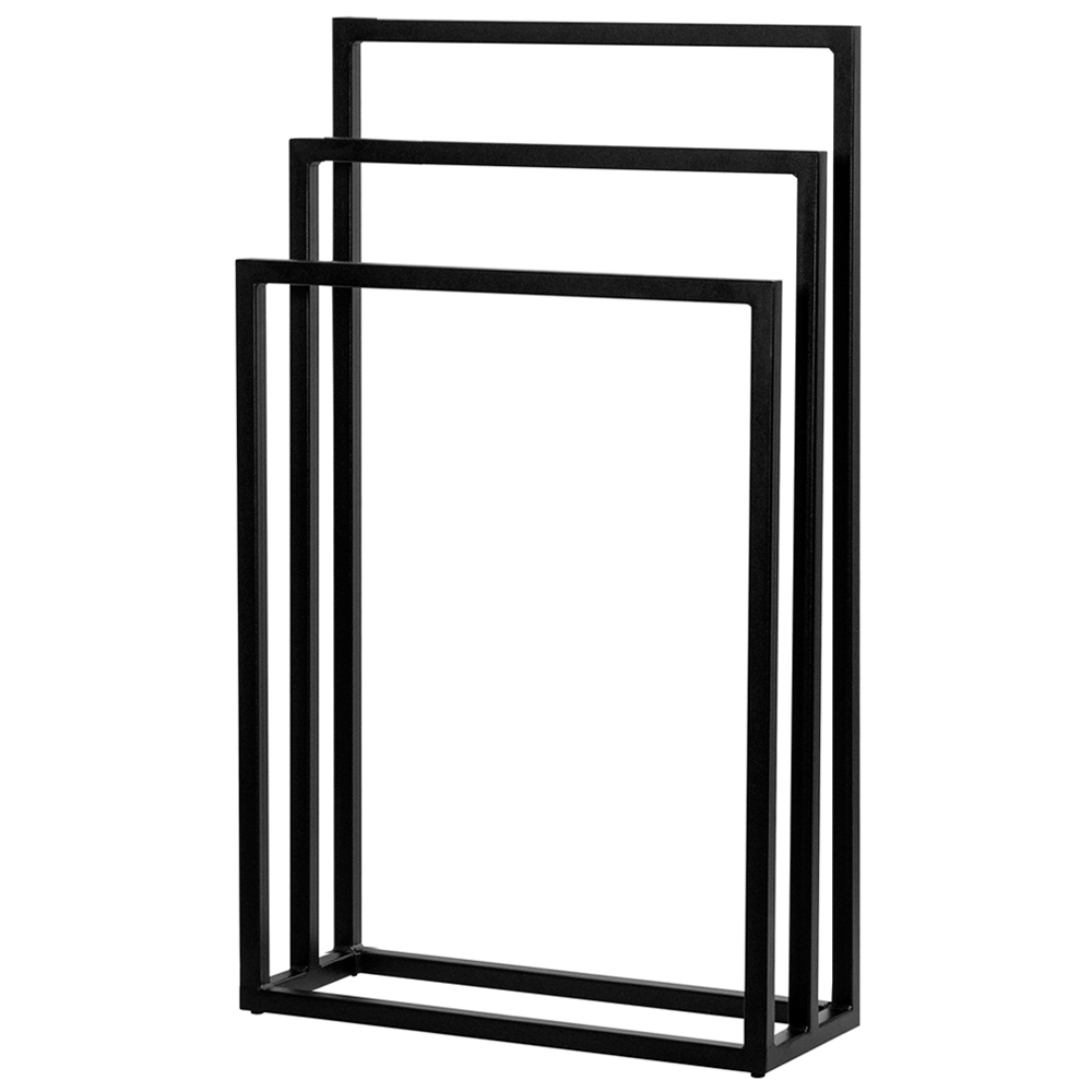 Toalheiro De Piso Triplo Banheiro Lavabo Lovell Metal Preto DHom Toalheiro De Piso Triplo Banheiro Lavabo Lovell Metal Preto DHom