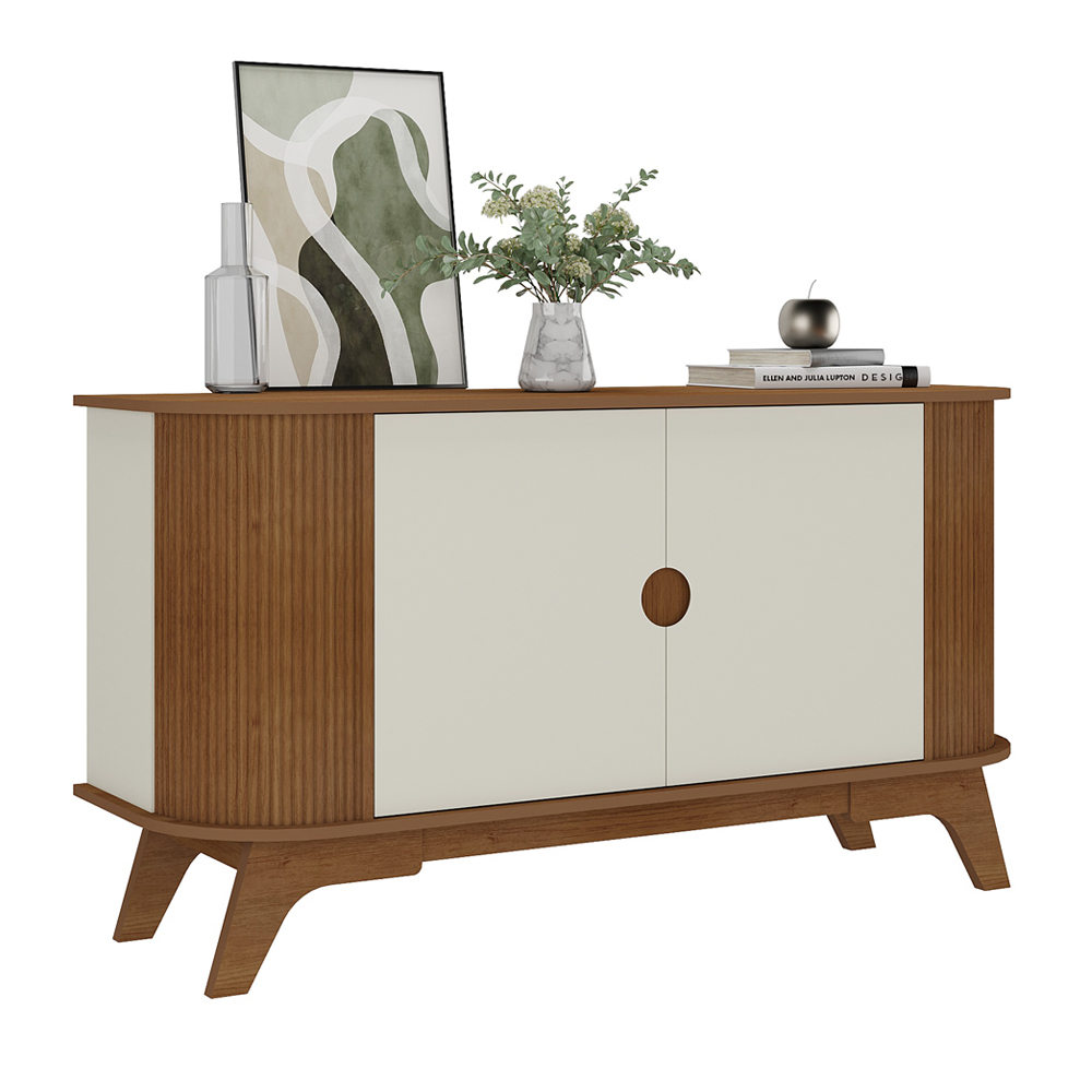 Buffet Aparador Curvo 2 Portas 140 cm Cinamomo Off White ARLY Buffet Aparador Curvo 2 Portas 140 cm Cinamomo Off White ARLY