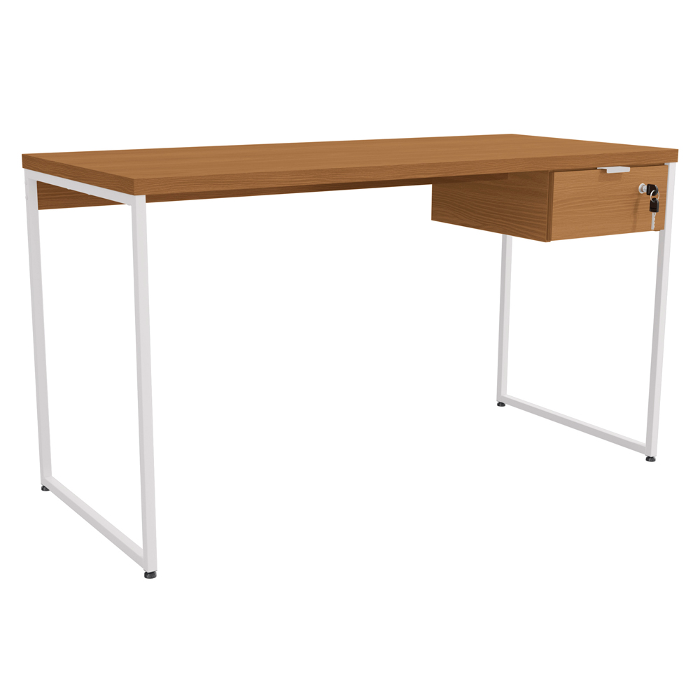 Mesa Escrivaninha 1 Gaveta 136 cm LI003X005 Canela Branco KPB Mesa Escrivaninha 1 Gaveta 136 cm LI003X005 Canela Branco KPB