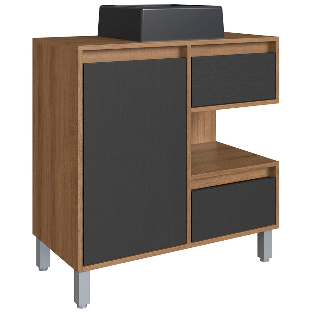 Gabinete Suspenso 80 cm Cuba Preta BL2001 Mell Grafite FAEM Gabinete Suspenso 80 cm Cuba Preta BL2001 Mell Grafite FAEM