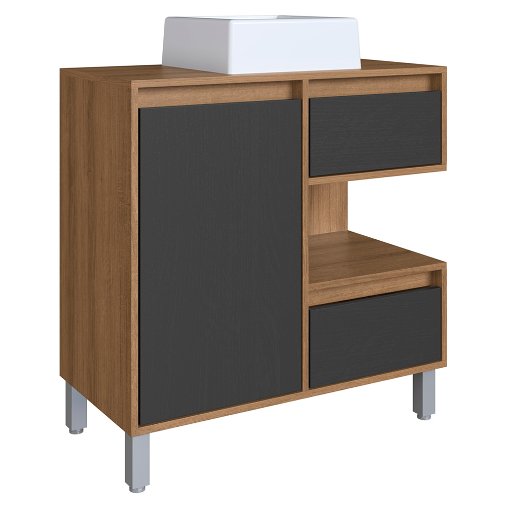Gabinete Suspenso 80 cm Cuba Branca BL2001 Mell Grafite FAEM Gabinete Suspenso 80 cm Cuba Branca BL2001 Mell Grafite FAEM