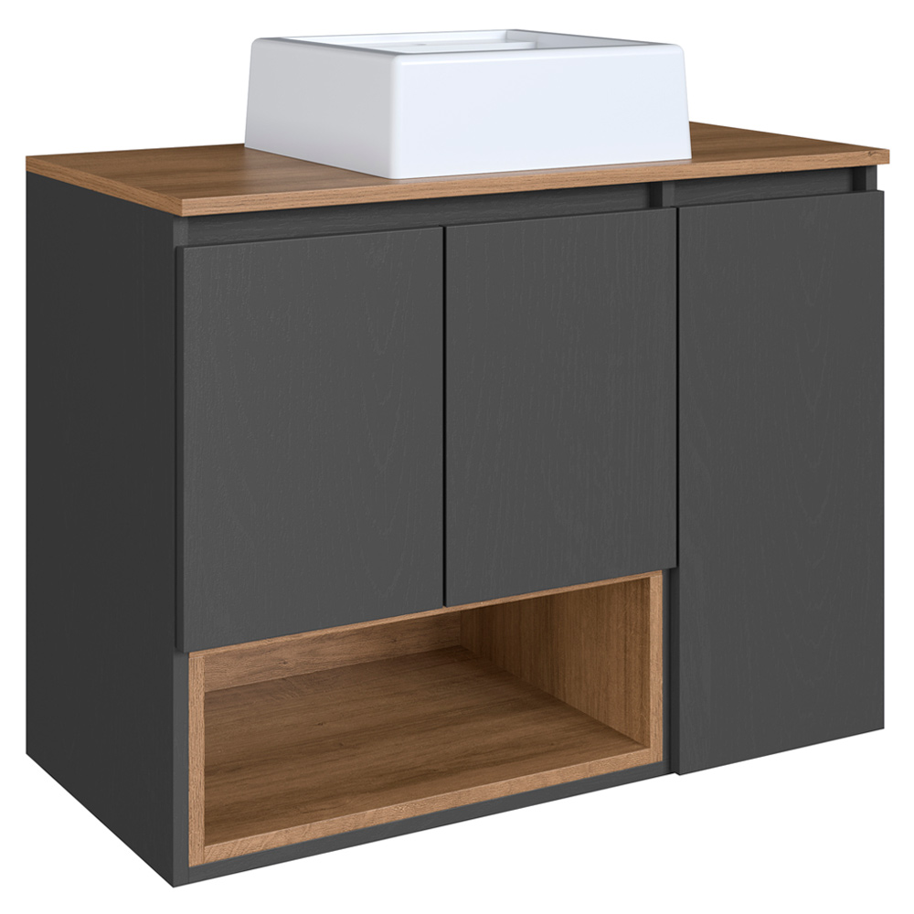 Conjunto Gabinete Suspenso 80 cm Com Cuba BL9220 Mell Grafite FAEM Conjunto Gabinete Suspenso 80 cm Com Cuba BL9220 Mell Grafite FAEM