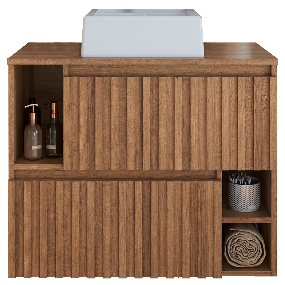 Gabinete Suspenso 2 Portas Com Cuba Branca 75 cm BL1000 Mell FAEM