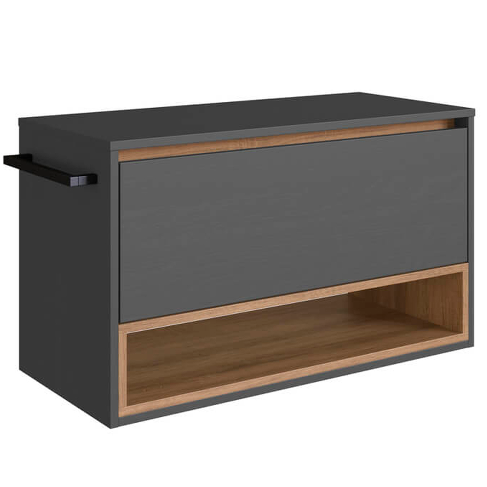 Gabinete Para Banheiro 01 Porta Basculante 80cm Mel Grafite PRODDY Gabinete Para Banheiro 01 Porta Basculante 80cm Mel Grafite PRODDY