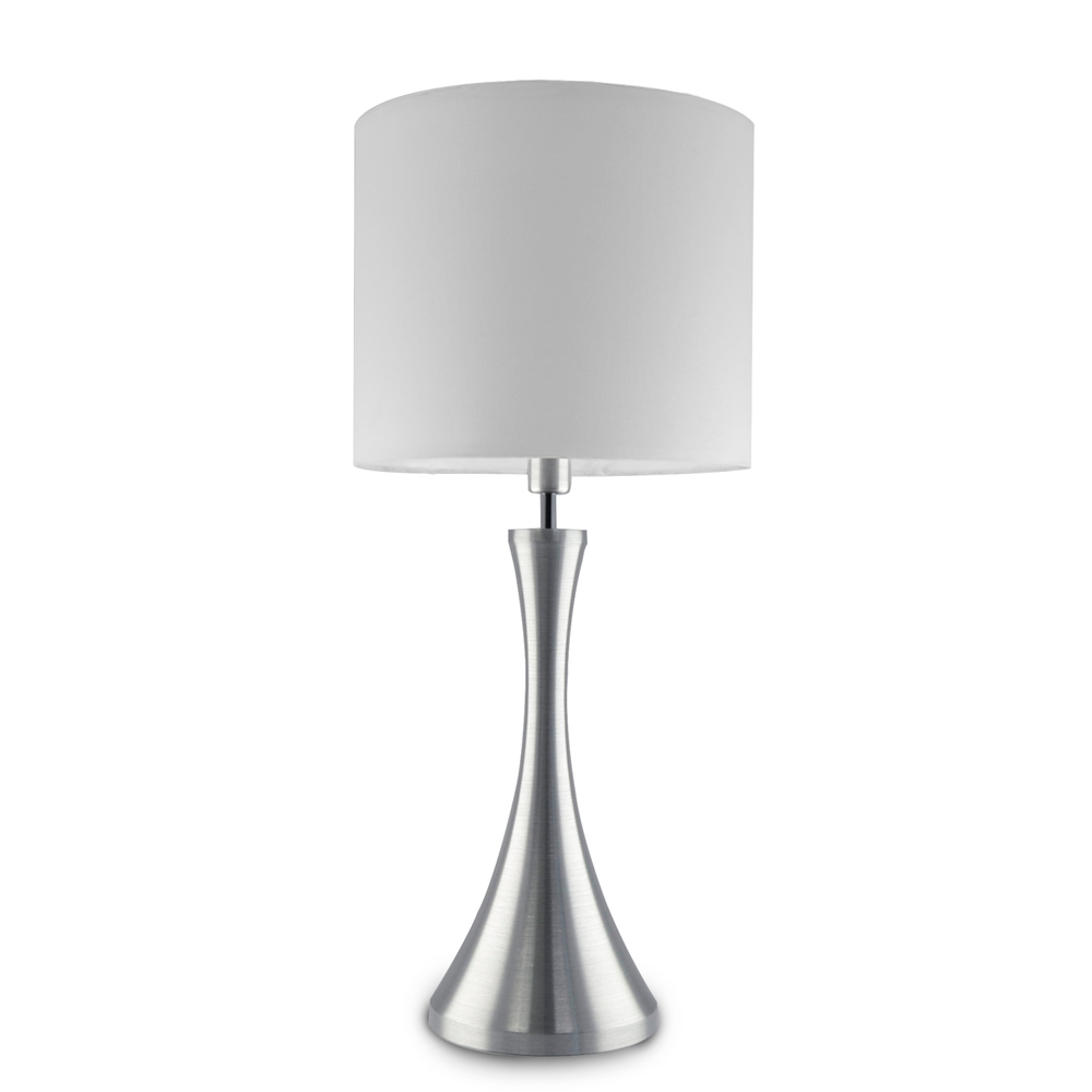 Abajur de Mesa 158 Escovada Cúpula Branca 1 Lâmp. Bivolt Abajur de Mesa 158 Escovada Cúpula Branca 1 Lâmp. Bivolt