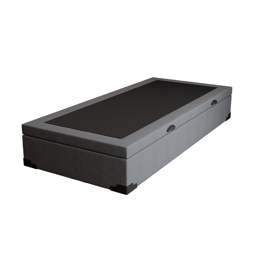 Base para Cama Box Solteiro Guldi com Baú Linho (47x88x188 cm) Cinza Base para Cama Box Solteiro Guldi com Baú Linho (47x88x188 cm) Cinza