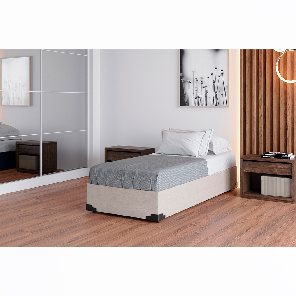 Base para Cama Box Solteiro Joe Linho (36x88x188) Cru Base para Cama Box Solteiro Joe Linho (36x88x188) Cru
