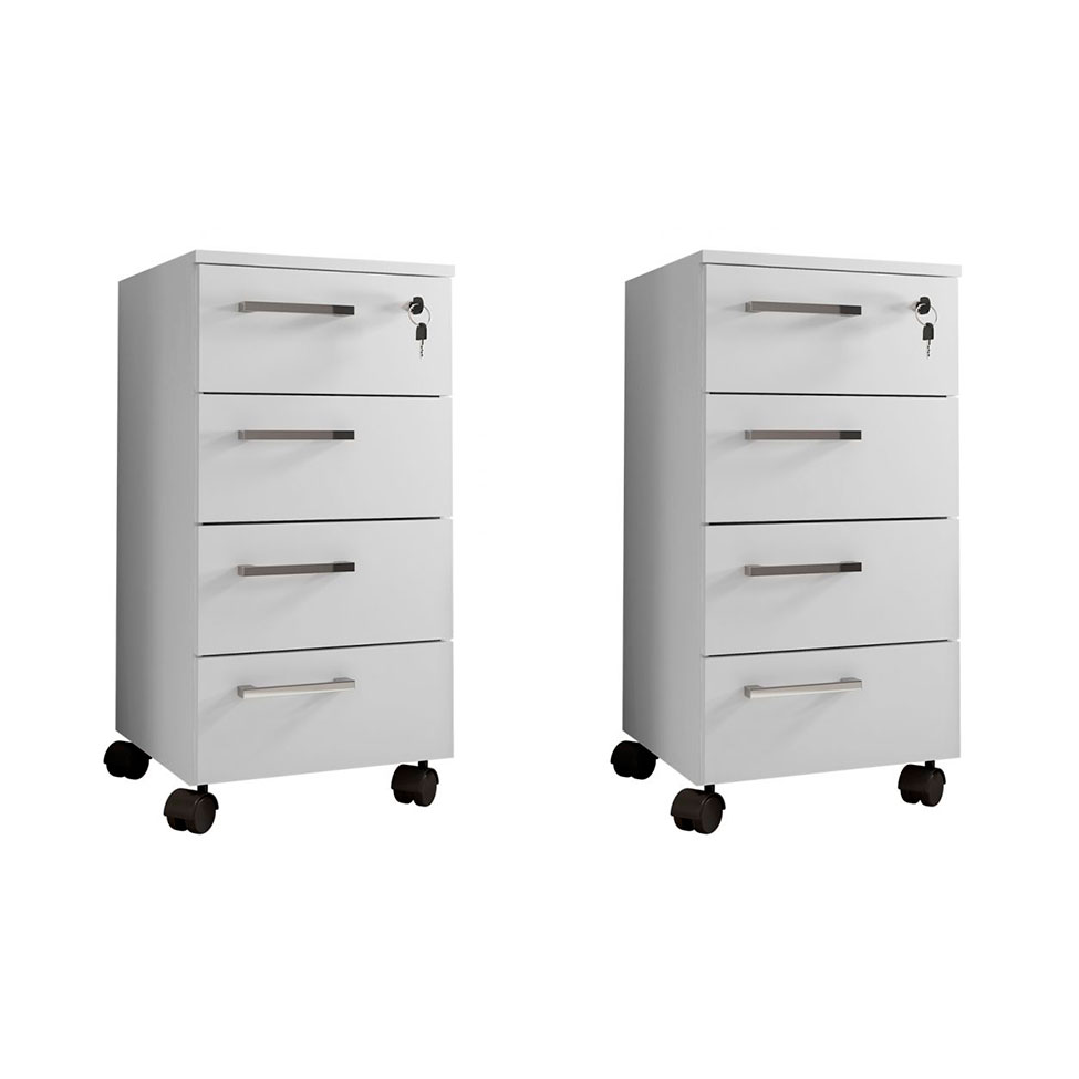 Conjunto com 2 Gaveteiros Paris 8 GV Branco Conjunto com 2 Gaveteiros Paris 8 GV Branco