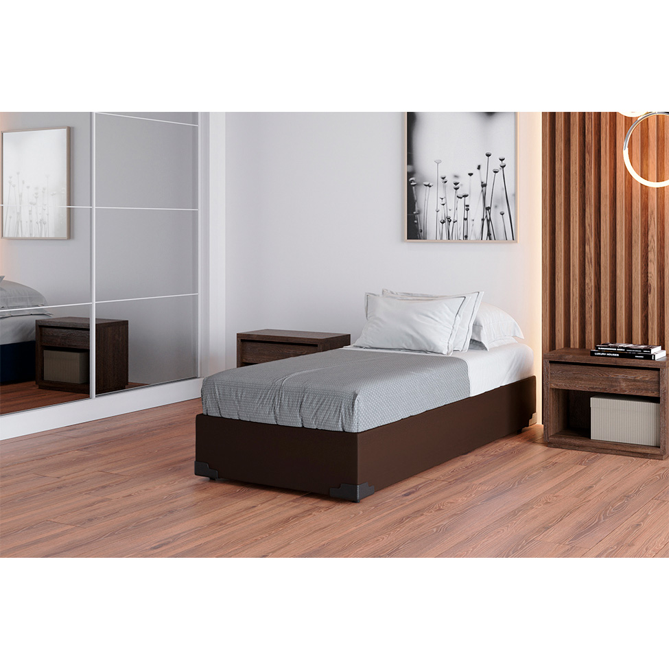 Base para Cama Box Solteiro Joe Suede (36x88x188) Marrom Base para Cama Box Solteiro Joe Suede (36x88x188) Marrom