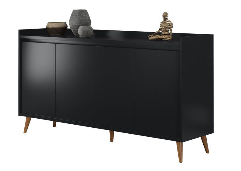 Buffet Aparador Retrô Delux 4 Portas Preto - MoveisAqui Buffet Aparador Retrô Delux 4 Portas Preto - MoveisAqui