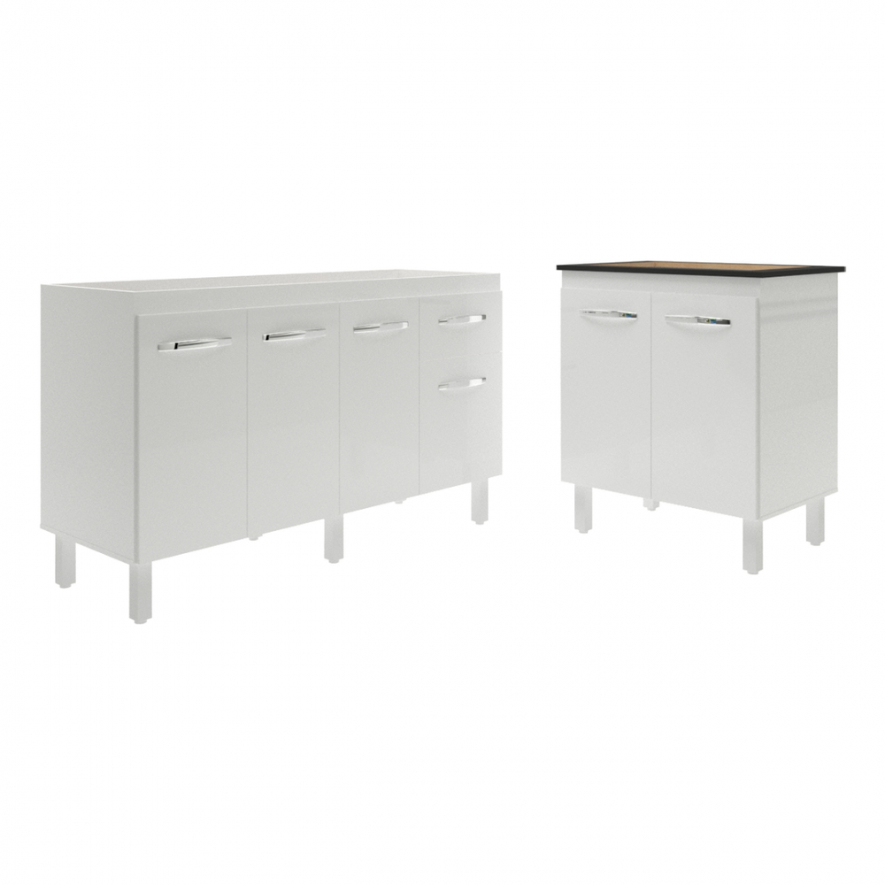 Balcão Armário Gabinete Para Pia 138 cm Camila e Balcão Para Cooktop 5 Bocas Fran Branco Balcão Armário Gabinete Para Pia 138 cm Camila e Balcão Para Cooktop 5 Bocas Fran Branco