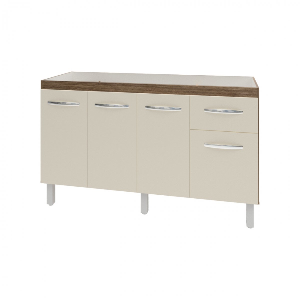 Balcão Cozinha Armário Gabiente Pia de 140 cm com 4 Portas e 1 Gavetas Camila Savana Off White Balcão Cozinha Armário Gabiente Pia de 140 cm com 4 Portas e 1 Gavetas Camila Savana Off White