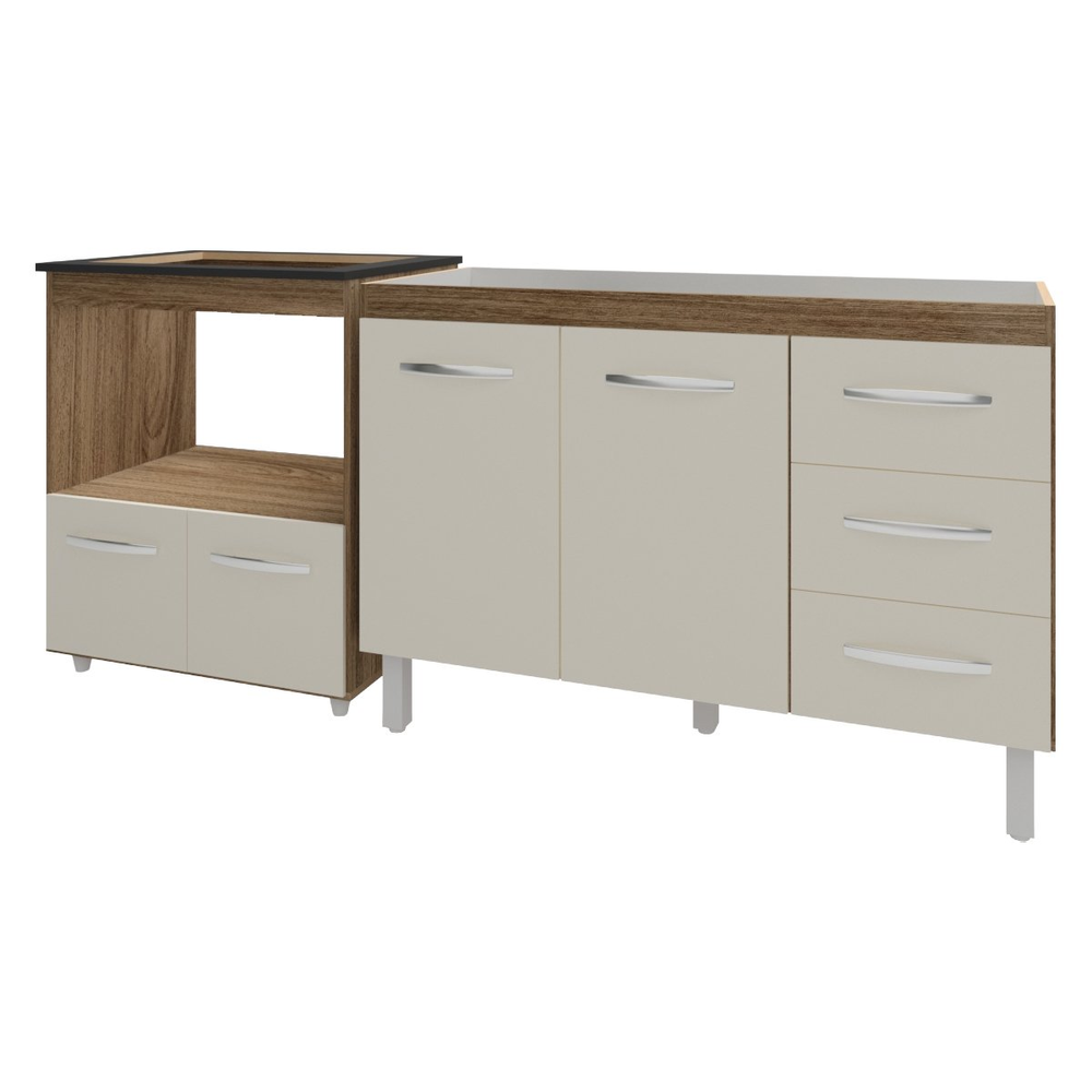 Balcão Armário Cozinha Gabinete de Pia 120 cm Bruna e Balcão para Fogão Cooktop 5 Bocas e Forno Evelyn Savana Off White Balcão Armário Cozinha Gabinete de Pia 120 cm Bruna e Balcão para Fogão Cooktop 5 Bocas e Forno Evelyn Savana Off White